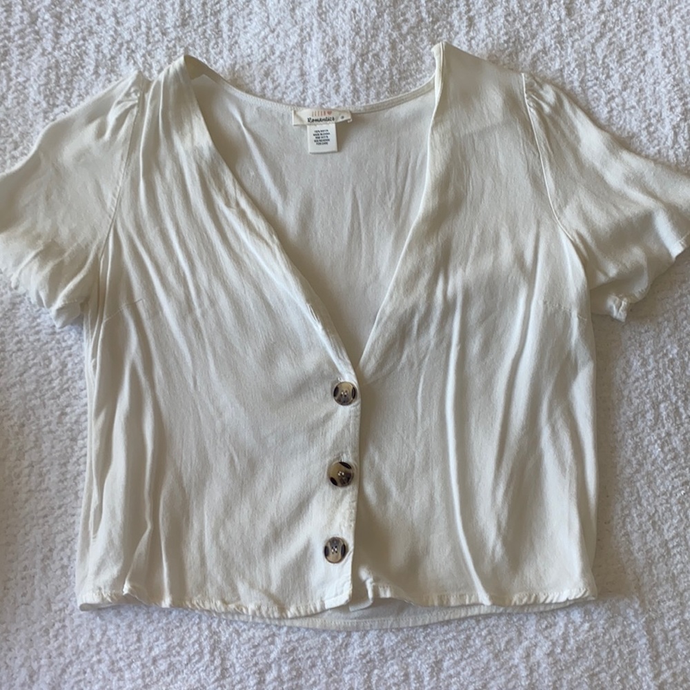White flowy button up